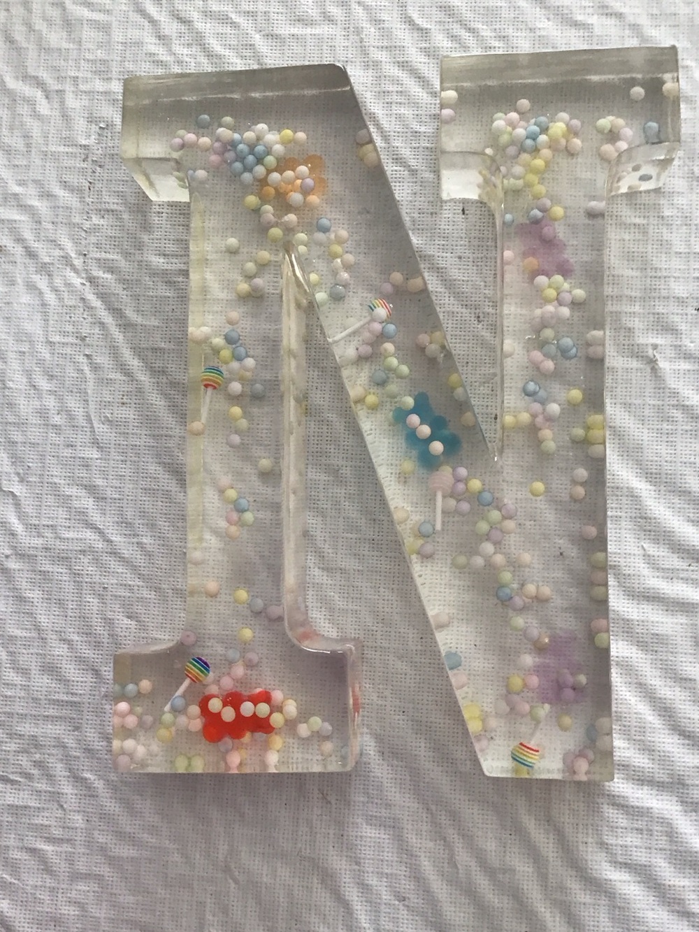Ashland Clear Resin Letter N with Pastel Confetti